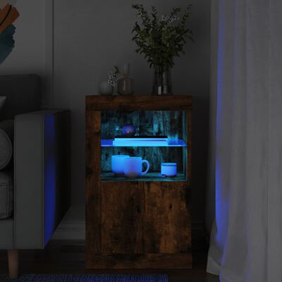 vidaXL Odkládací skříňka s LED osvětlením kouřový dub kompozitní dřevo