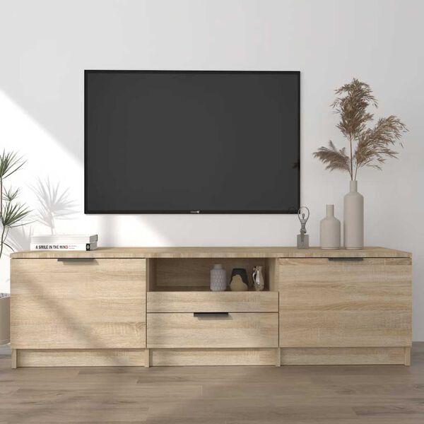 vidaXL TV stolek dub sonoma 140 x 35 x 40 cm, konstrukčn&iacute; dřevo