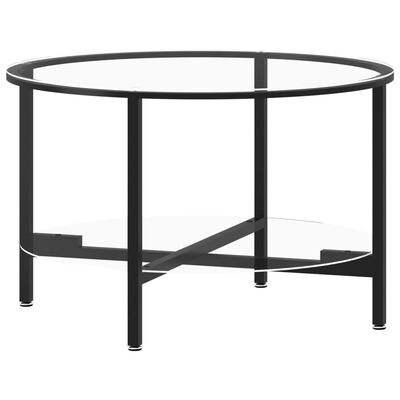 vidaXL Čajový stolek černý a průhledný 70 cm tvrzené sklo