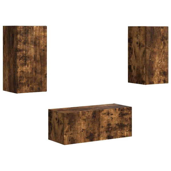 vidaXL Sestava TV skř&iacute;něk N&aacute;stěnn&yacute; 6 pcs Kouřov&yacute; dub kompozitn&iacute; dřevo