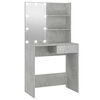 vidaXL Toaletn&iacute; stolek s LED betonově &scaron;ed&yacute; 74,5 x 40 x 141 cm