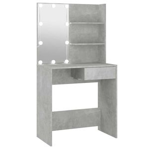 vidaXL Toaletn&iacute; stolek s LED betonově &scaron;ed&yacute; 74,5 x 40 x 141 cm