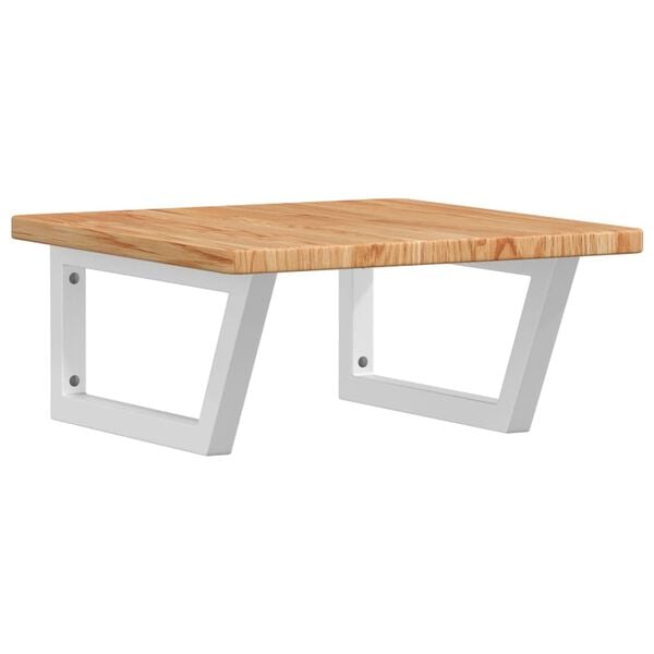 vidaXL Deska pod umyvadlo n&aacute;stěnn&aacute; ocel a masivn&iacute; dubov&eacute; dřevo