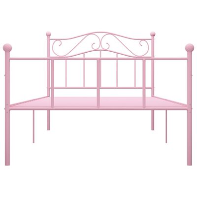 vidaXL Rám postele růžový kov 90 x 200 cm