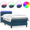 vidaXL Box spring postel s matrac&iacute; a LED tmavě modr&aacute; 100x220 cm samet