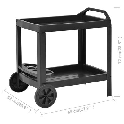 vidaXL Nápojový vozík antracitový 69 x 53 x 72 cm plast