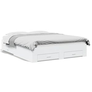 vidaXL R&aacute;m postele se z&aacute;suvkami b&iacute;l&yacute; 160 x 200 cm kompozitn&iacute; dřevo