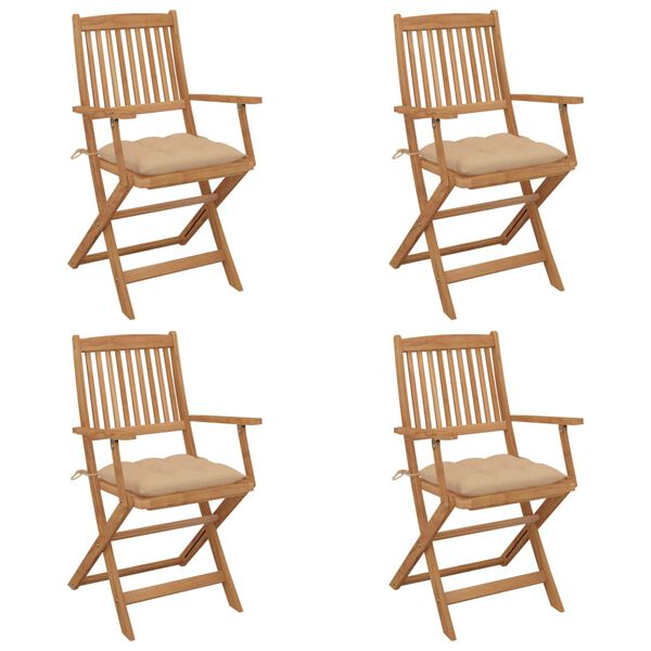 vidaXL Skl&aacute;dac&iacute; zahradn&iacute; židle s podu&scaron;kami 4 ks masivn&iacute; ak&aacute;ciov&eacute; dřevo