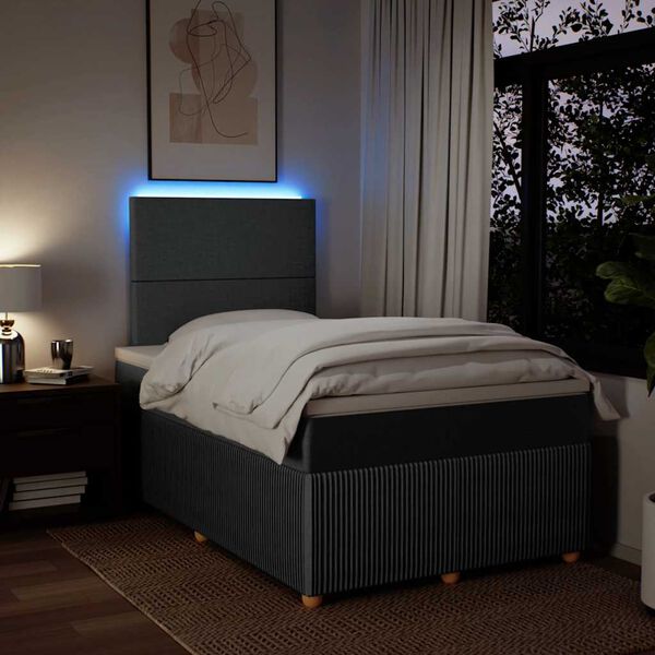 vidaXL Box spring postel s matrac&iacute; tmavě &scaron;ed&aacute; 120x200 cm textil