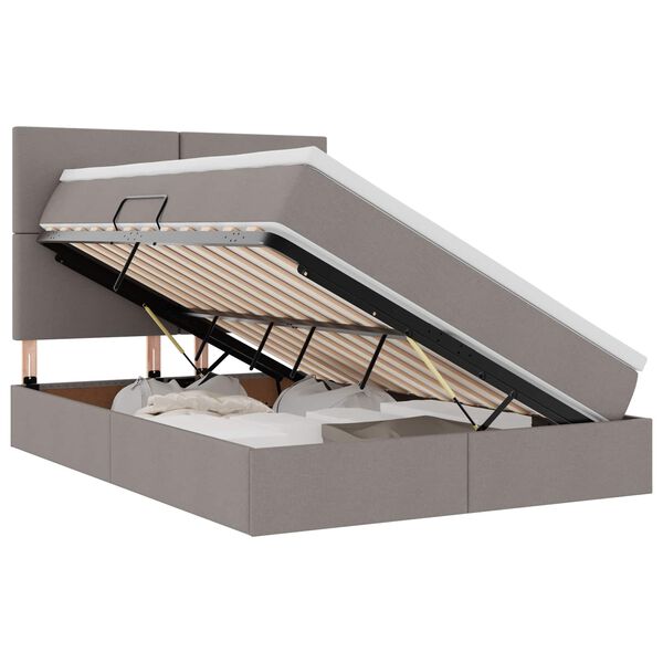 vidaXL Postel s &uacute;ložn&yacute;m prostorem a LED osvětlen&iacute;m Taupe 140 x 190 cm