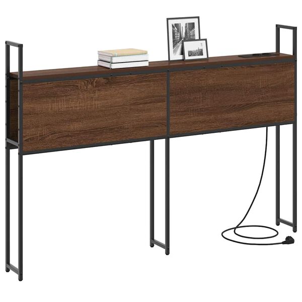 vidaXL &Uacute;ložn&aacute; hlavov&aacute; deska s nab&iacute;jec&iacute; stanic&iacute; s čelo Hněd&yacute; dub 120 cm