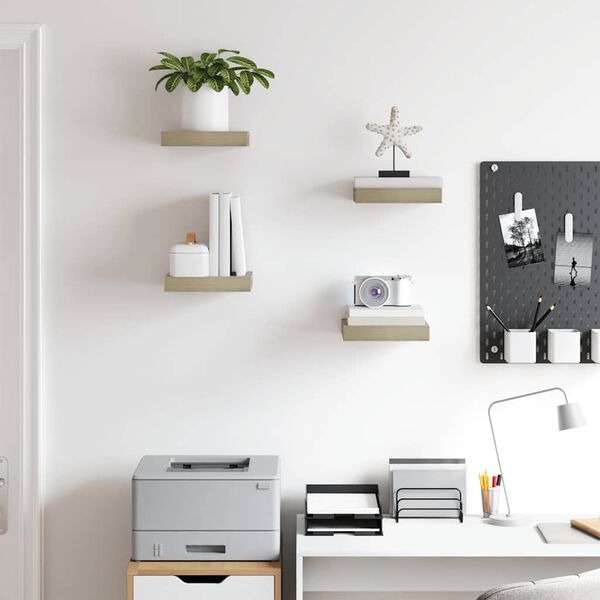 vidaXL Plovouc&iacute; n&aacute;stěnn&eacute; police 4 ks dub 23 x 23,5 x 3,8 cm MDF