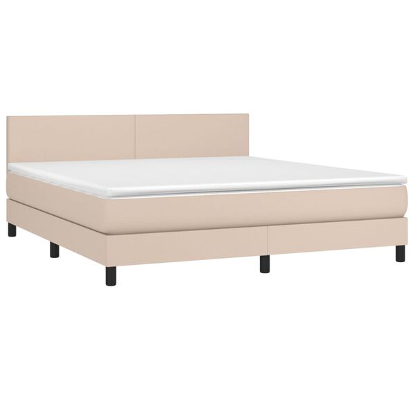 vidaXL Box spring postel s matrac&iacute; cappuccino 180 x 200 cm uměl&aacute; kůže