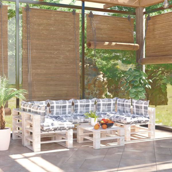 vidaXL 7d&iacute;ln&aacute; zahradn&iacute; sedac&iacute; souprava z palet s podu&scaron;kami borovice