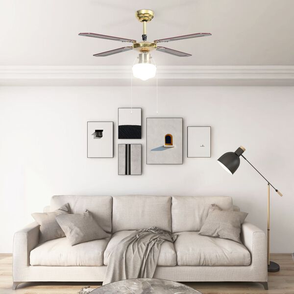 vidaXL Stropn&iacute; ventil&aacute;tor se světlem 106 cm hněd&yacute;