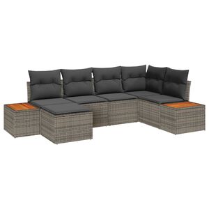 vidaXL Sada zahradn&iacute;ch pohovek s pol&scaron;t&aacute;řem 7 pcs &Scaron;ed&aacute; Polyratan