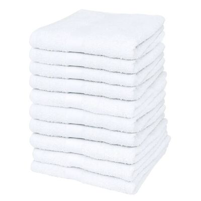 vidaXL Sada ručníků pro hosty 10 ks bavlna 500 g/m² 30 x 50 cm bílá
