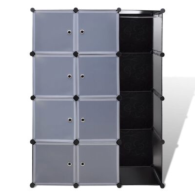 vidaXL Modulární skříň s 9 přihrádkami 37 x 115 x 150 cm černobílá