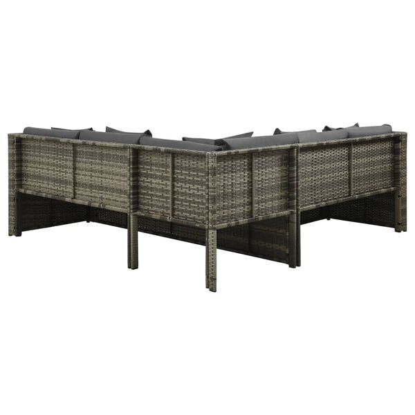 vidaXL 4dílná zahradní sedací souprava s poduškami polyratan šedá