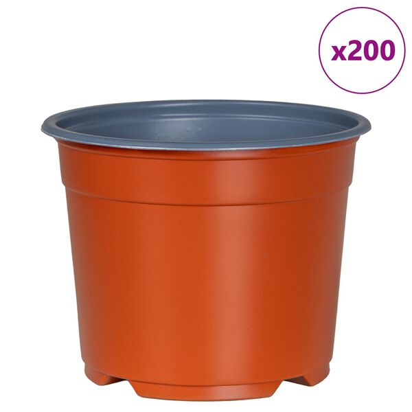 vidaXL Květinov&yacute; květin&aacute;č 200 pcs Cihlov&aacute; &Oslash; 15 x 12,5 cm Plast