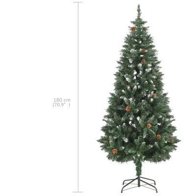 vidaXL Umělý vánoční stromek s LED a sadou koulí a šiškami 180 cm