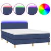vidaXL Box spring postel s matrac&iacute; a LED modr&aacute; 140x190 cm textil