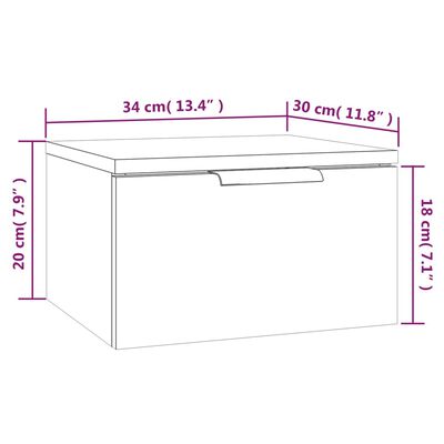 vidaXL Nástěnný noční stolek bílý s vysokým leskem 34 x 30 x 20 cm