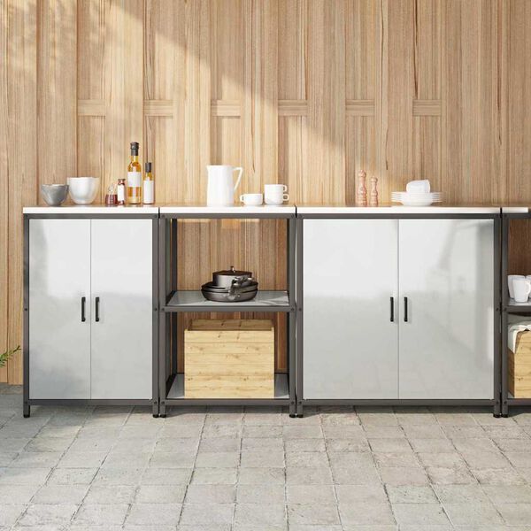 vidaXL Kuchyňsk&aacute; skladovac&iacute; sada 3 pcs Stř&iacute;brn&aacute; Pozinkovan&aacute; ocel