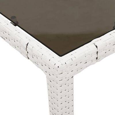 vidaXL Zahradní stůl se skleněnou deskou bílý 190x90x75 cm polyratan