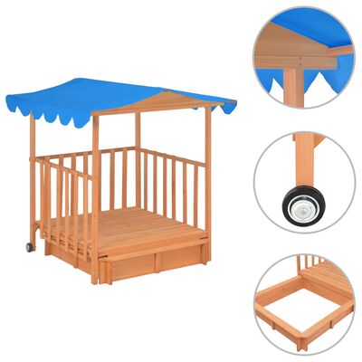 vidaXL Dětský domeček s pískovištěm jedlové dřevo modrý UV50
