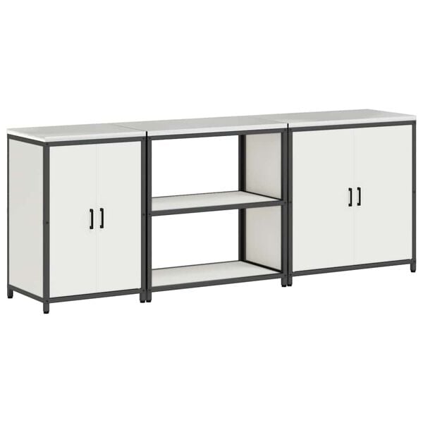 vidaXL Kuchyňsk&aacute; skladovac&iacute; sada s polic&iacute; Jin&yacute; 3 pcs B&iacute;l&aacute; Ocel