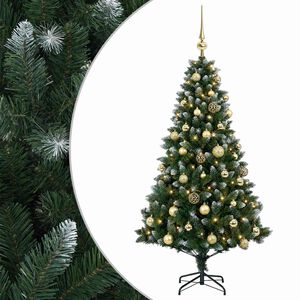 vidaXL Uměl&yacute; v&aacute;nočn&iacute; stromek s baňkami 120 cm 150 LED Tepl&aacute; b&iacute;l&aacute;