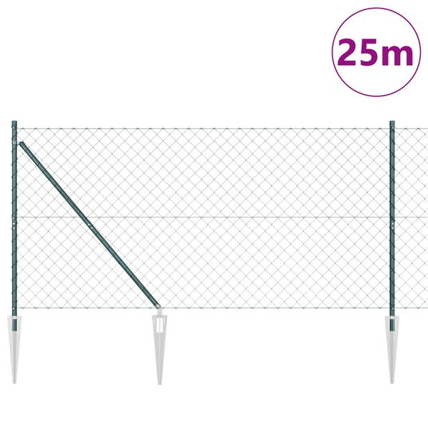 vidaXL Plotov&yacute; sloupek. Zelen&aacute; 25 x 1,4 m (60 x 60 mm s&iacute;ť) Ocel a PVC