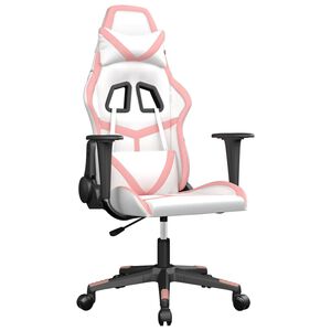 vidaXL Hern&iacute; židle b&iacute;l&aacute; a růžov&aacute; uměl&aacute; kůže
