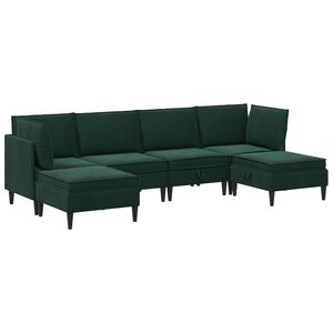 vidaXL Sada n&aacute;bytku do ob&yacute;vac&iacute;ho pokoje 6 pcs Tmavě zelen&aacute; Samet