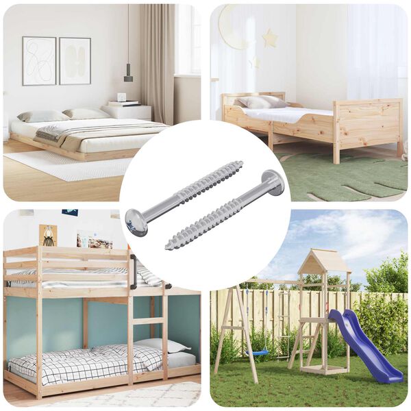 vidaXL Dřevěn&yacute; &scaron;roub 2 pcs Stř&iacute;brn&aacute; 9,8 x 53 mm Ocel