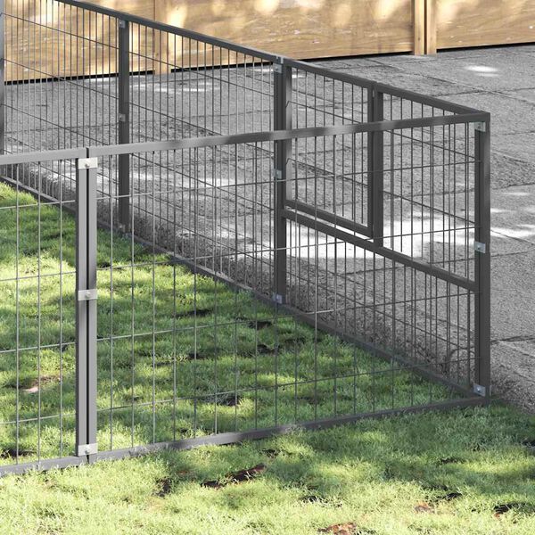 vidaXL Ps&iacute; kotec stř&iacute;brn&yacute; 50 m&sup2; ocel