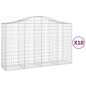 vidaXL Klenut&eacute; gabionov&eacute; ko&scaron;e 10ks 200x50x120/140cm pozinkovan&eacute; železo
