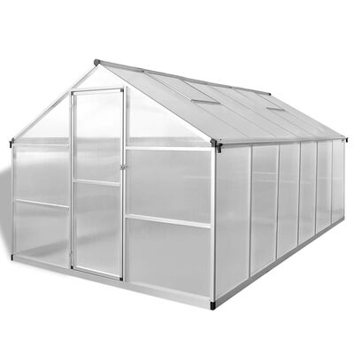 vidaXL Zpevněný hliníkový skleník s podkladovým rámem 9,025 m²