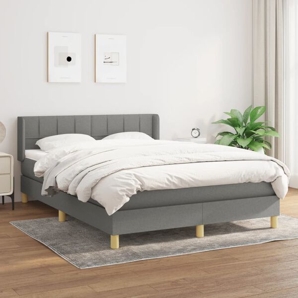 vidaXL Box spring postel s matrac&iacute; tmavě &scaron;ed&yacute; 140 x 190 cm textil