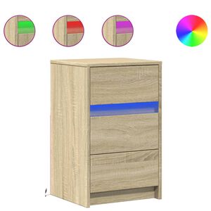 vidaXL Nočn&iacute; stolek s LED osvětlen&iacute;m dub sonoma kompozitn&iacute; dřevo