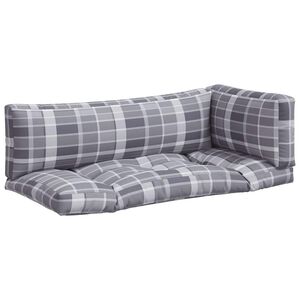 vidaXL Podu&scaron;ky na palety 3 ks &scaron;ed&eacute; kostkovan&eacute; textil