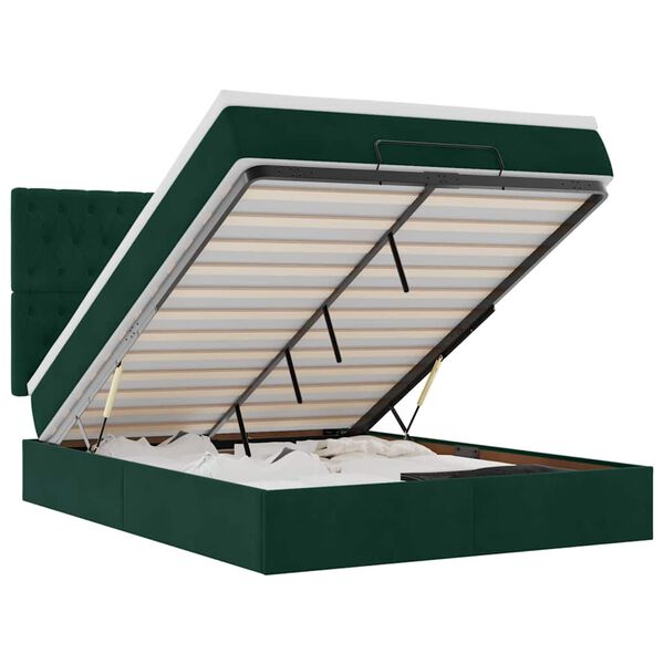 vidaXL Osmansk&yacute; r&aacute;m postele s matracemi tmavě zelen&aacute; 140x200cm samet