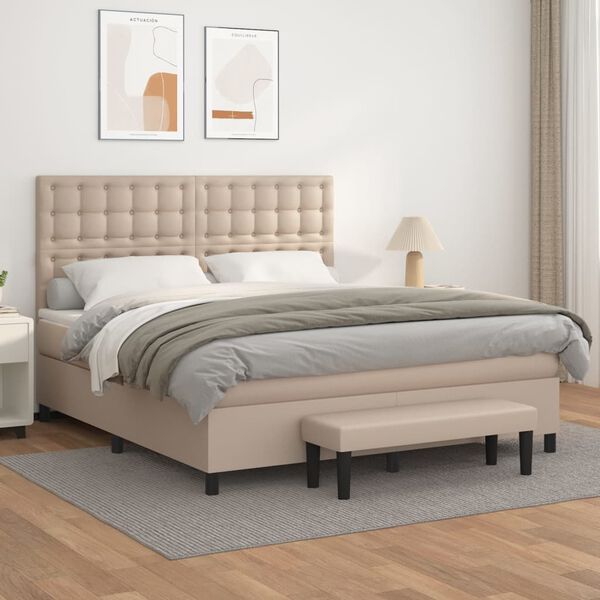 vidaXL Box spring postel s matrací cappuccino 180 x 200 cm umělá kůže