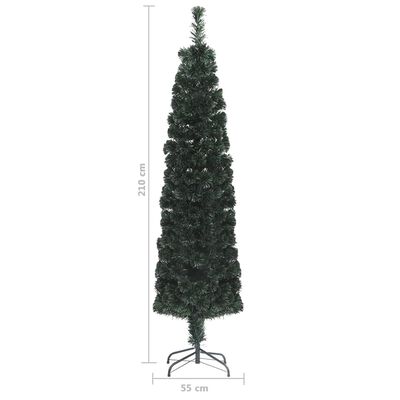 vidaXL Umělý úzký vánoční stromek se stojanem 210 cm optické vlákno