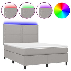 vidaXL Box spring postel s matrac&iacute; a LED světle &scaron;ed&aacute; 140x200 cm textil