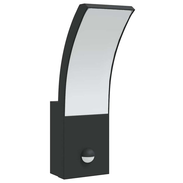 vidaXL Venkovn&iacute; n&aacute;stěnn&aacute; LED sv&iacute;tidla s čidlem 2 ks čern&aacute; lit&yacute; hlin&iacute;k