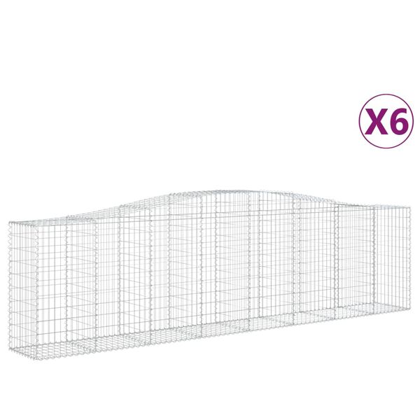 vidaXL Klenut&eacute; gabionov&eacute; ko&scaron;e 6 ks 400x50x100/120cm pozinkovan&eacute; železo