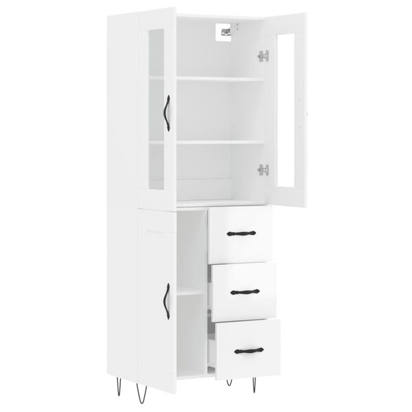 vidaXL Skř&iacute;ň highboard leskl&aacute; b&iacute;l&aacute; 69,5 x 34 x 180 cm kompozitn&iacute; dřevo