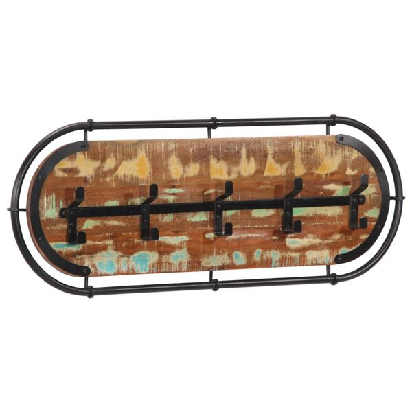 vidaXL N&aacute;stěnn&yacute; vě&scaron;&aacute;k s 5 h&aacute;čky masivn&iacute; recyklovan&eacute; dřevo